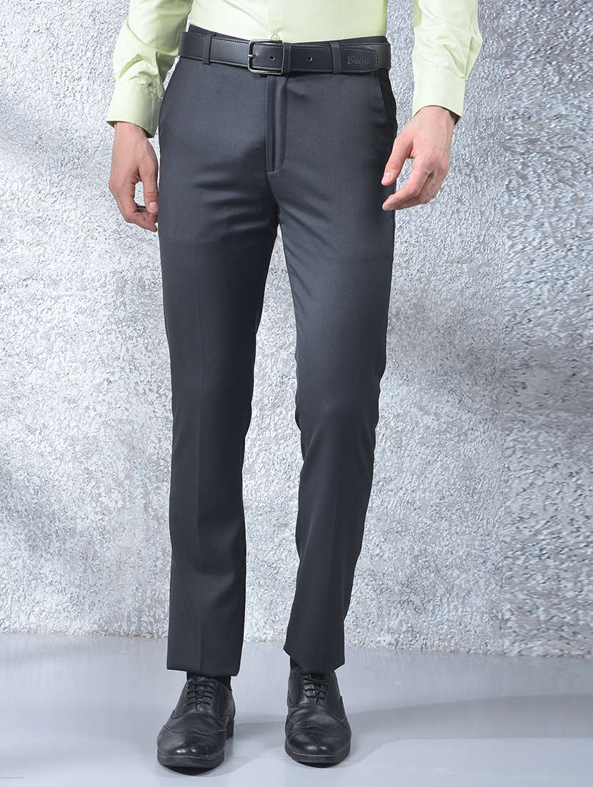 men solid mid rise flat front full length formal trouser - 22088169 - Zoom Image - 0