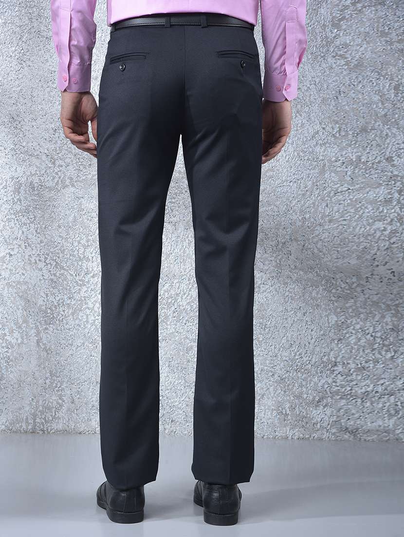 men solid mid rise flat front full length formal trouser - 22088170 - Standard Image - 3