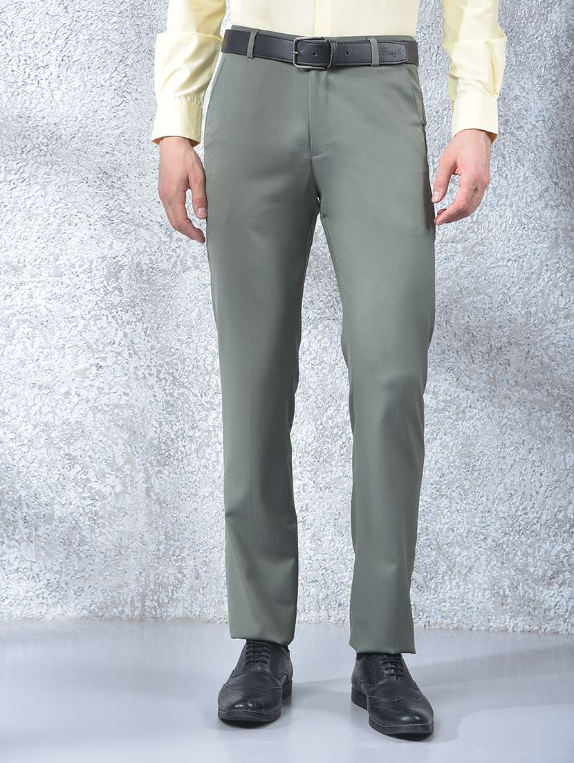 men solid mid rise flat front full length formal trouser - 22088171 - Zoom Image - 0