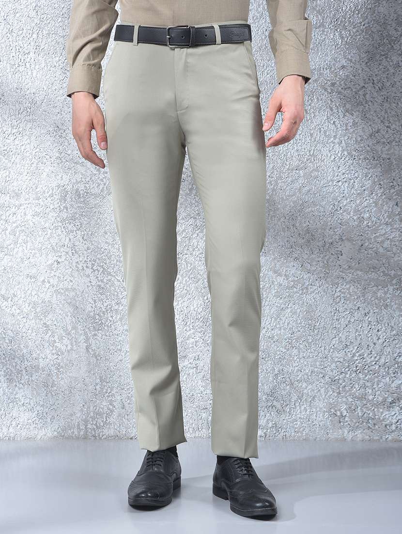 men solid mid rise flat front full length formal trouser - 22088172 - Zoom Image - 0