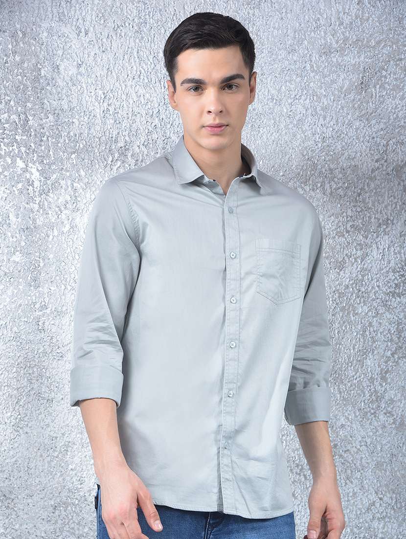 men solid long sleeve regular fit casual shirt