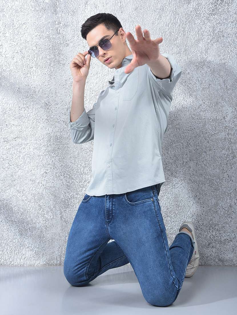 men solid long sleeve regular fit casual shirt - 22088175 - Standard Image - 3