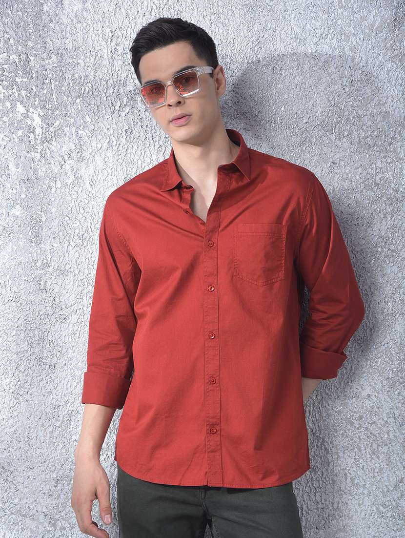 men solid long sleeve regular fit casual shirt - 22088176 -  Zoom Image - 0