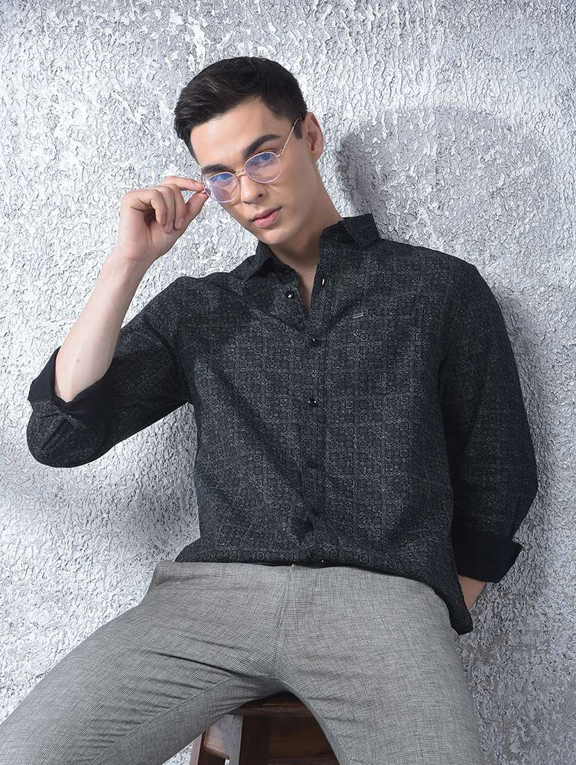men printed long sleeve regular fit casual shirt - 22088177 -  Zoom Image - 0