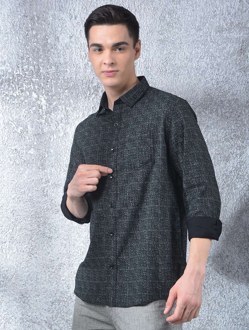 men printed long sleeve regular fit casual shirt - 22088177 - Standard Image - 3