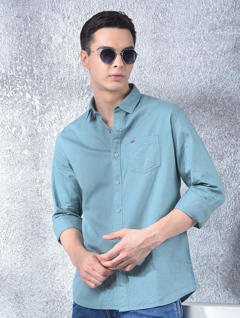 men solid long sleeve regular fit casual shirt - 22088180 - Zoom Image - 0