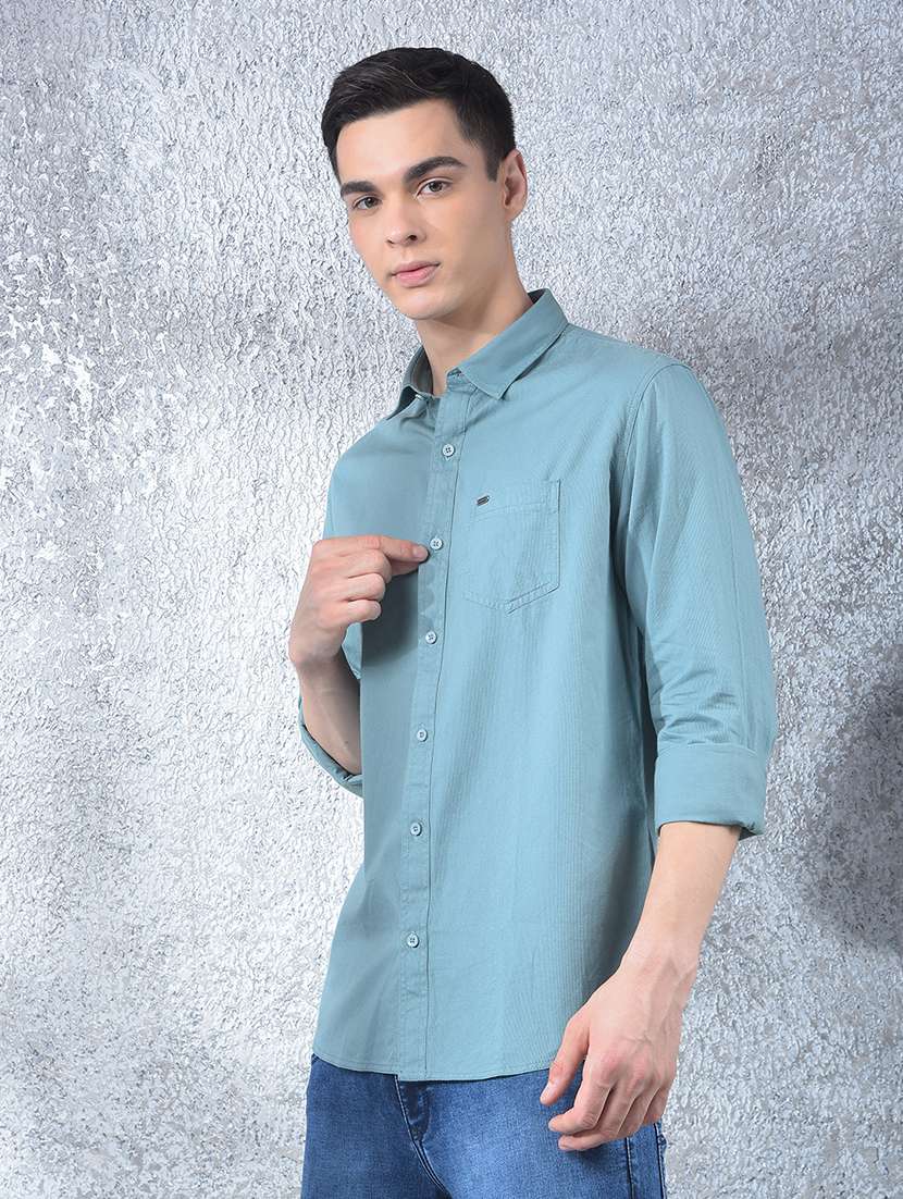 men solid long sleeve regular fit casual shirt - 22088180 - Standard Image - 3