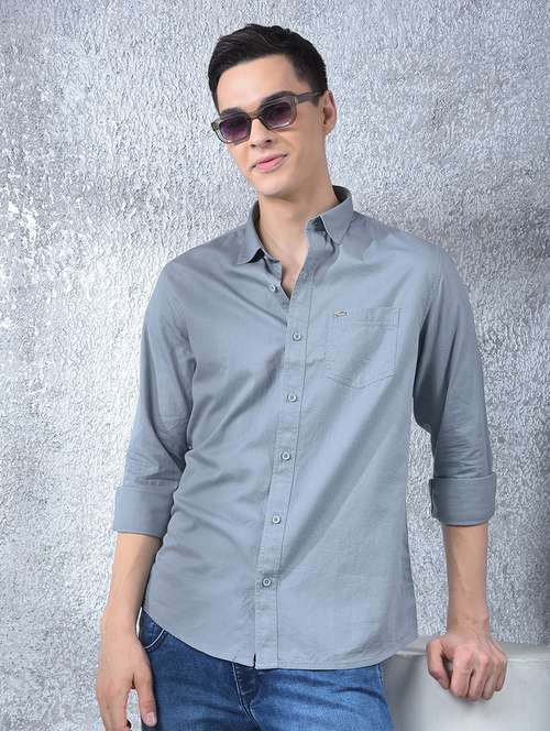 men solid long sleeve regular fit casual shirt - 22088181 - Standard Image - 0