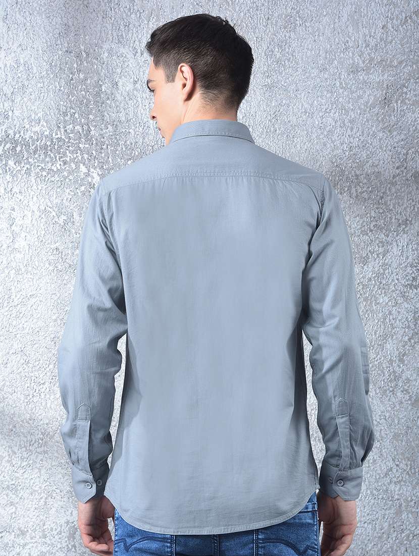 men solid long sleeve regular fit casual shirt - 22088181 - Standard Image - 3