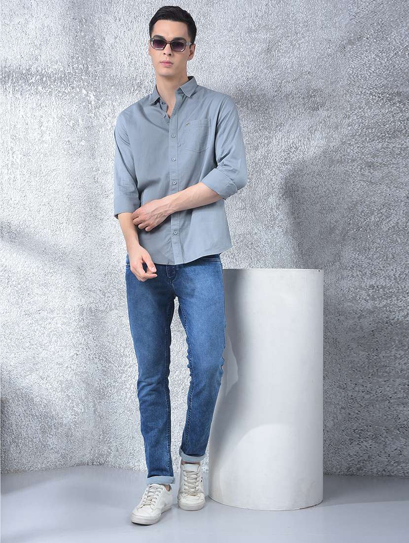 men solid long sleeve regular fit casual shirt - 22088181 - Standard Image - 5