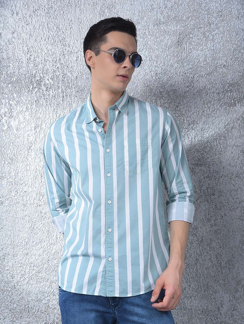 men striped long sleeve regular fit casual shirt - 22088182 - Zoom Image - 0