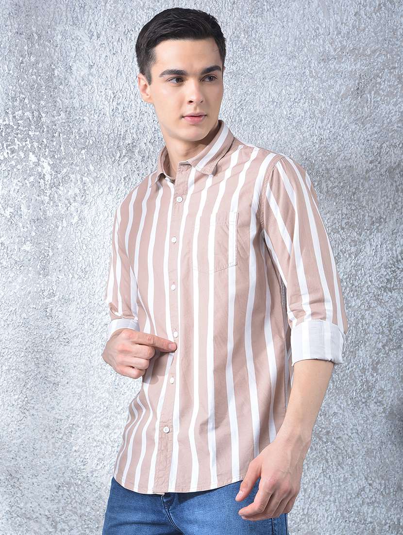 men striped long sleeve regular fit casual shirt - 22088183 - Standard Image - 3