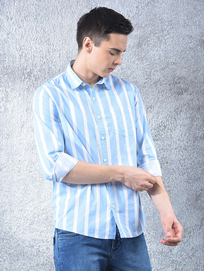 men striped long sleeve regular fit casual shirt - 22088184 - Standard Image - 3