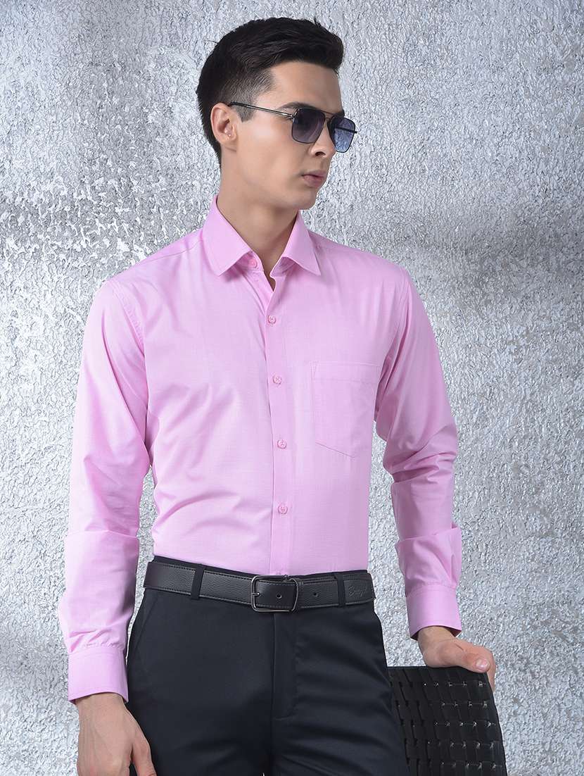 men solid long sleeve slim fit formal shirt