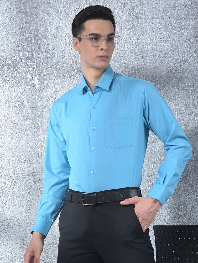 men solid long sleeve slim fit formal shirt