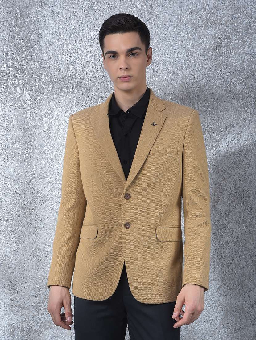 men solid lapel collar single breasted casual blazer - 22088193 -  Zoom Image - 0