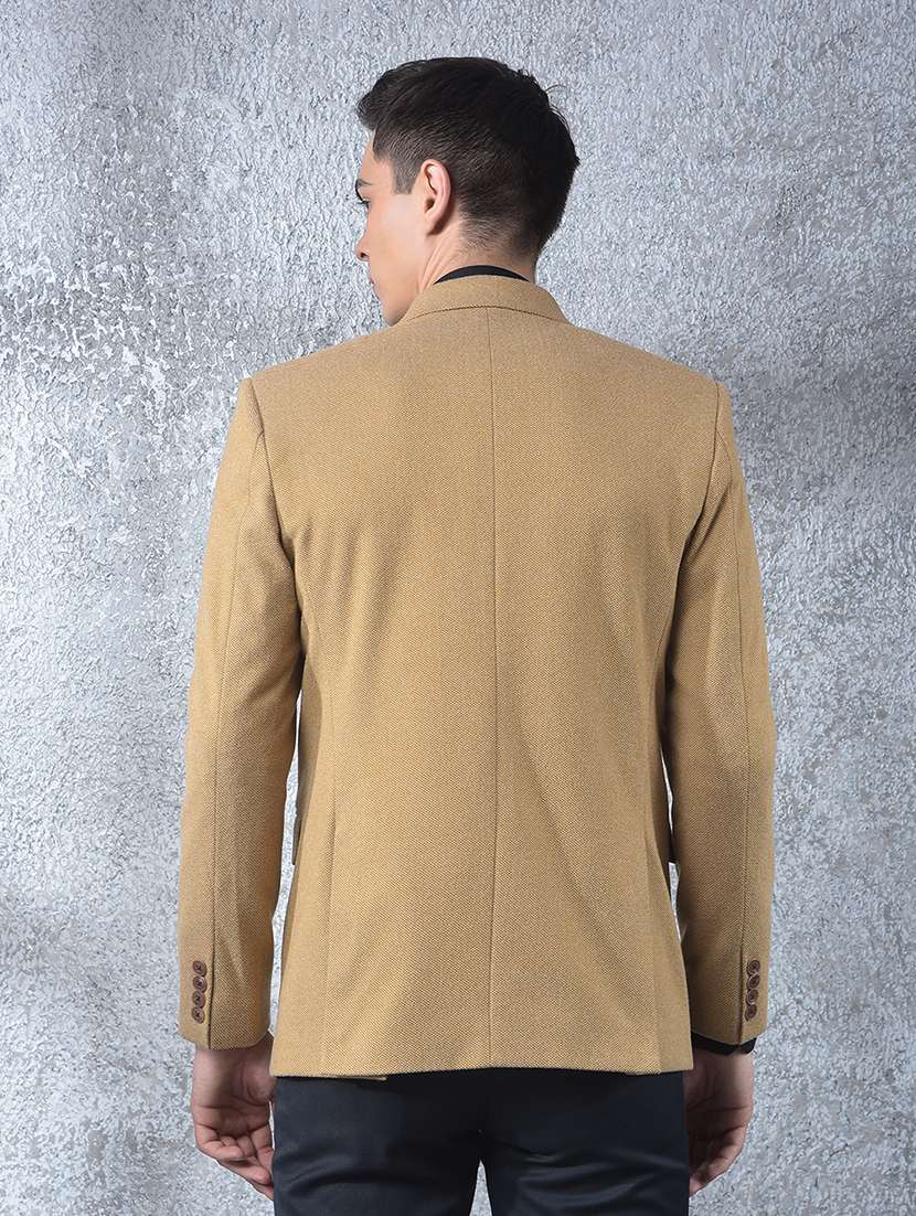 men solid lapel collar single breasted casual blazer - 22088193 -  Standard Image - 3