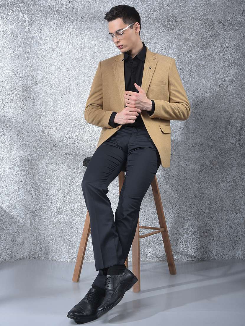 men solid lapel collar single breasted casual blazer - 22088193 -  Standard Image - 5