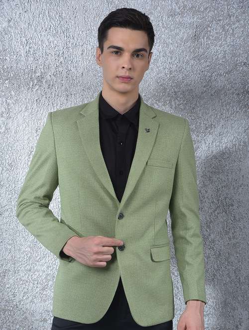 men solid lapel collar single breasted casual blazer - 22088194 -  Standard Image - 0