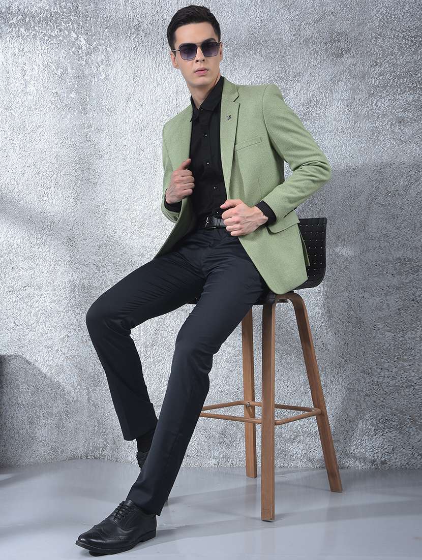 men solid lapel collar single breasted casual blazer - 22088194 -  Standard Image - 5