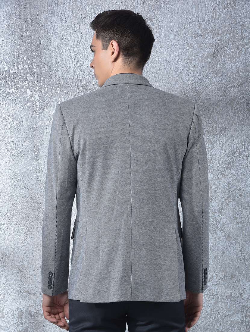 men solid lapel collar single breasted casual blazer - 22088195 -  Standard Image - 3