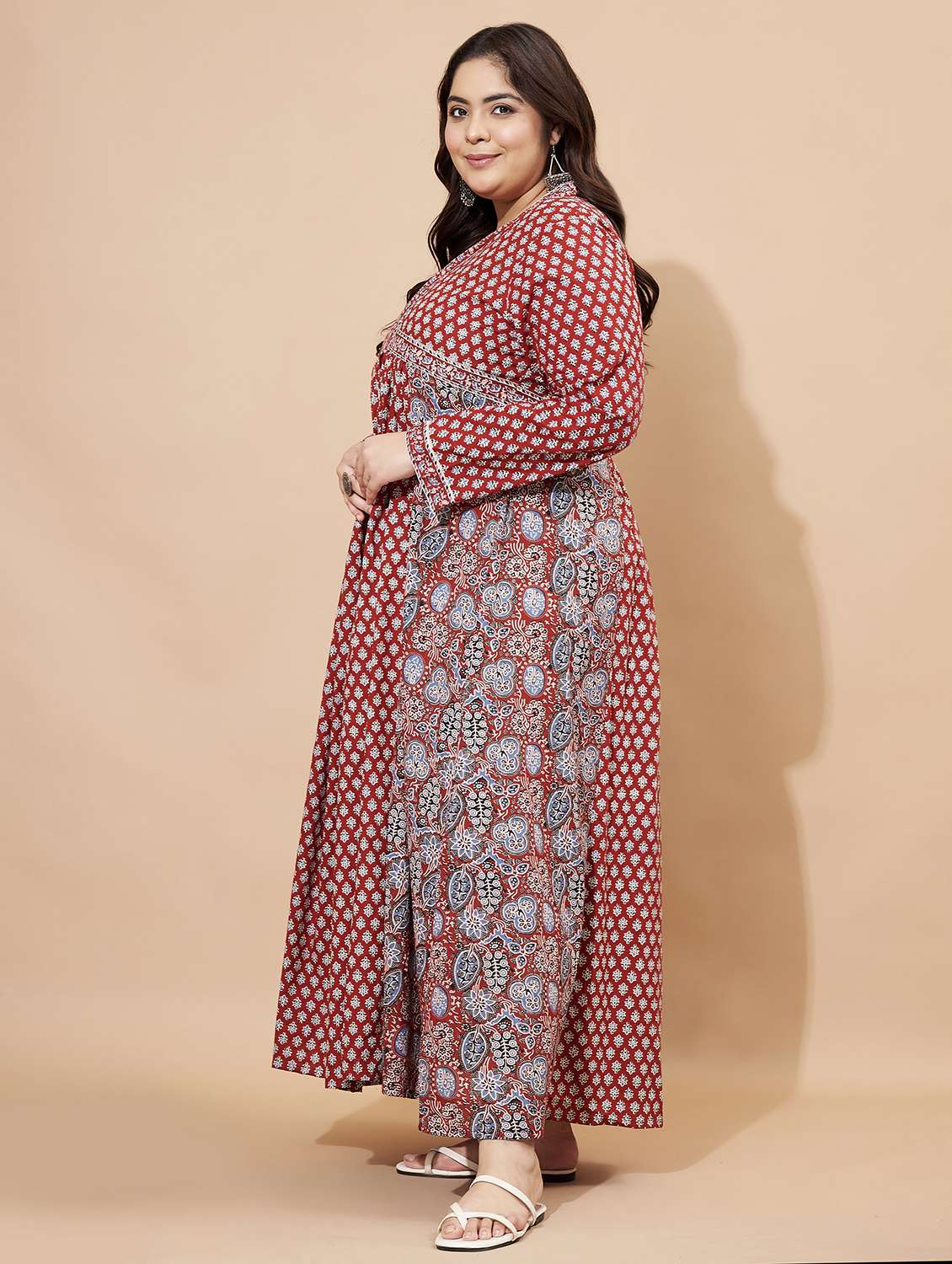 women printed long sleeve anarkali ethnic dress - 22088213 -  Standard Image - 3