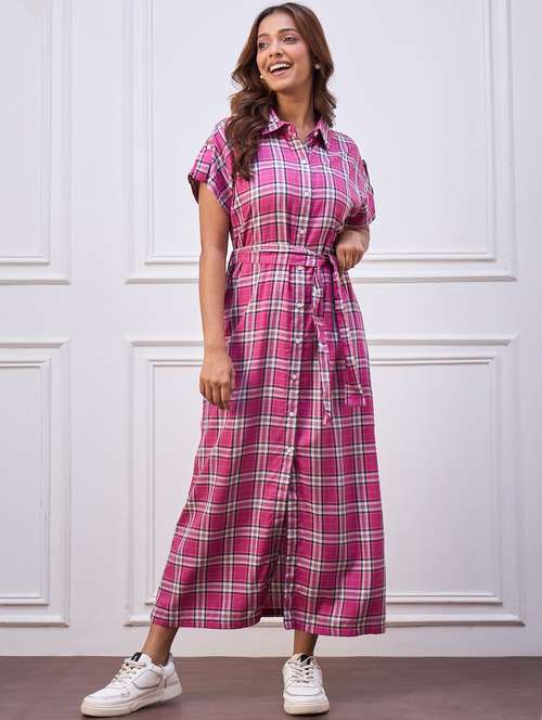 women checkered collared shirt dress - 22088219 -  Standard Image - 0