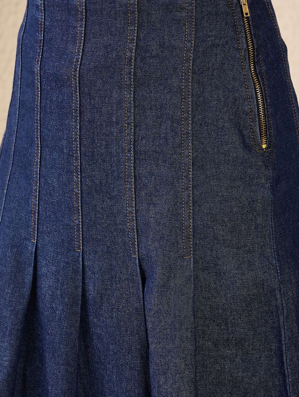 women solid high rise denim pleated skirt - 22088233 -  Standard Image - 3