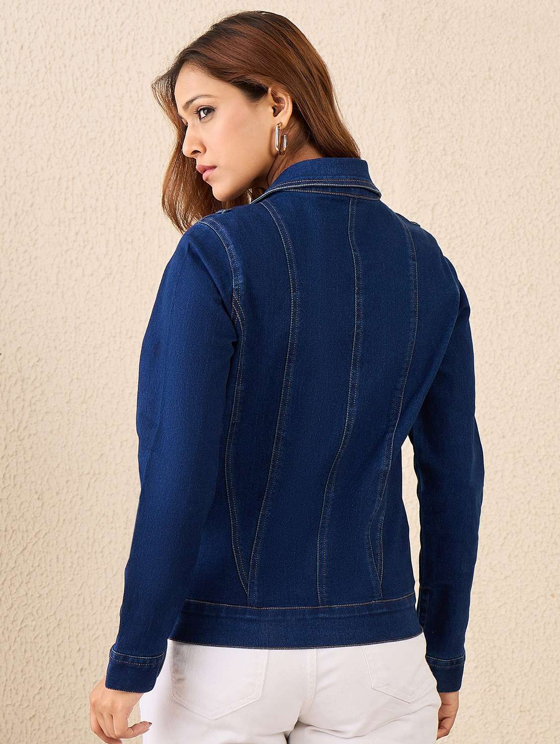 women solid long sleeve denim jacket - 22088234 - Standard Image - 3