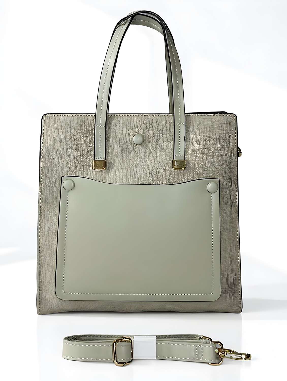 women solid leatherette handbag - 22088256 - Standard Image - 3