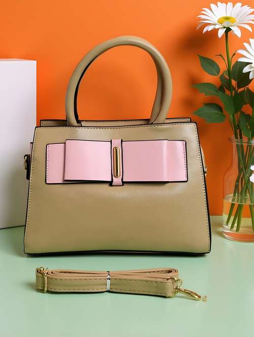 women solid leatherette handbag - 22088259 - Standard Image - 0
