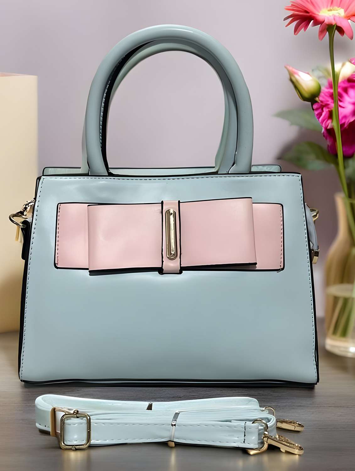 blue leatherette (pu) handbag - 22088260 -  Zoom Image - 0