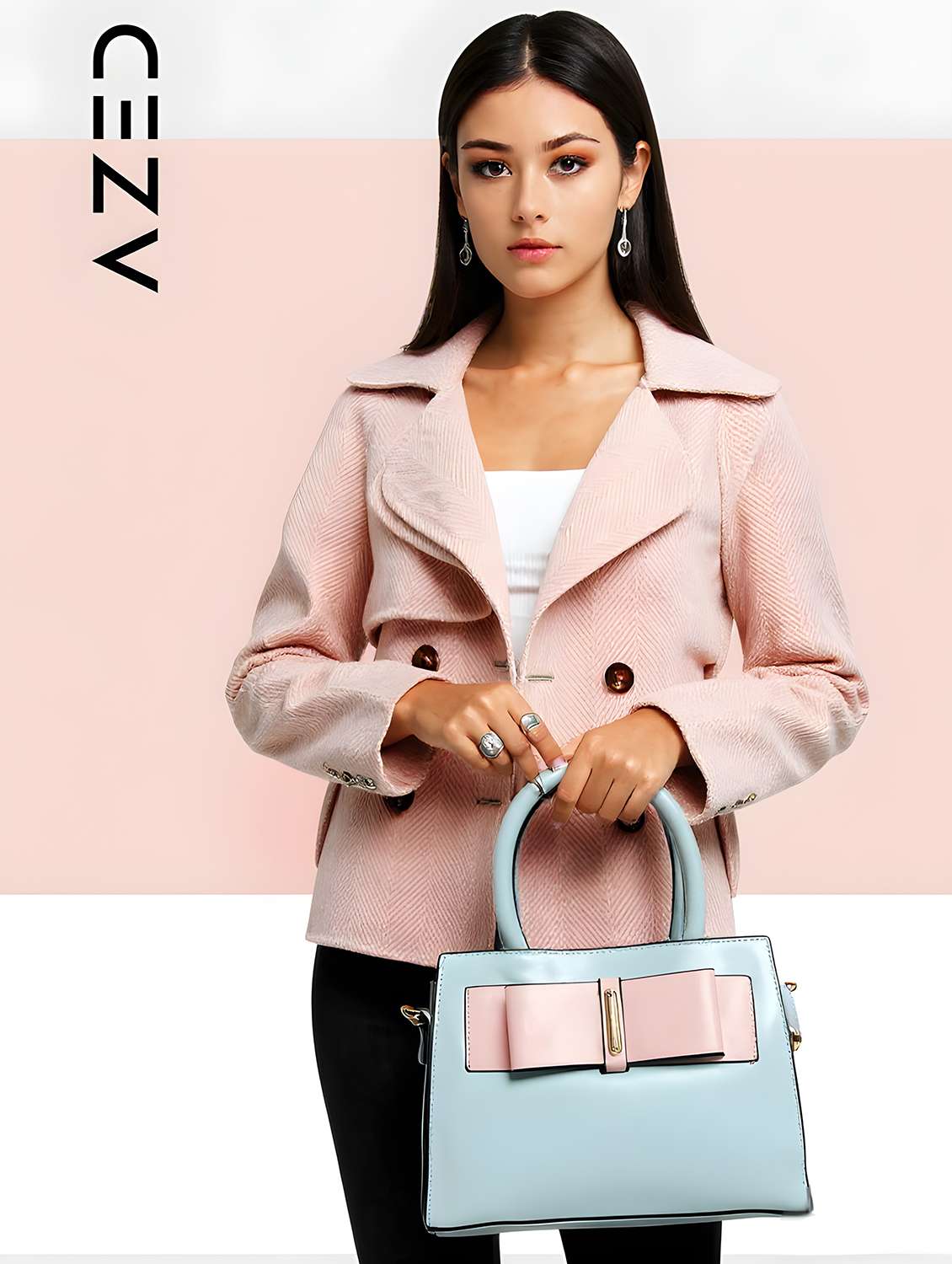 blue leatherette (pu) handbag - 22088260 - Standard Image - 5