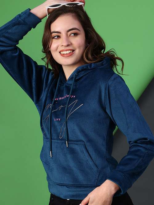 women printed long sleeve hooded sweatshirt - 22088275 -  Standard Image - 0