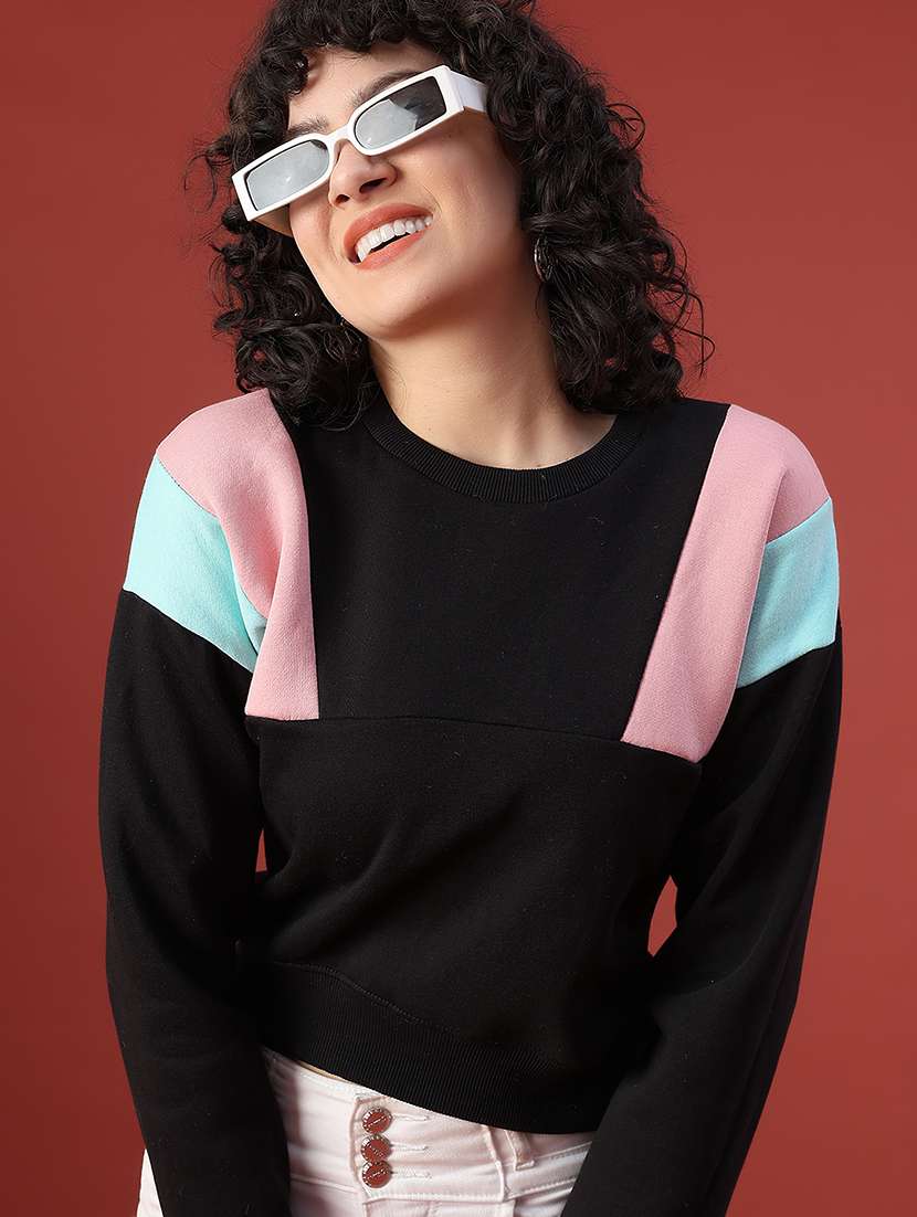 women color blocked long sleeve sweatshirt