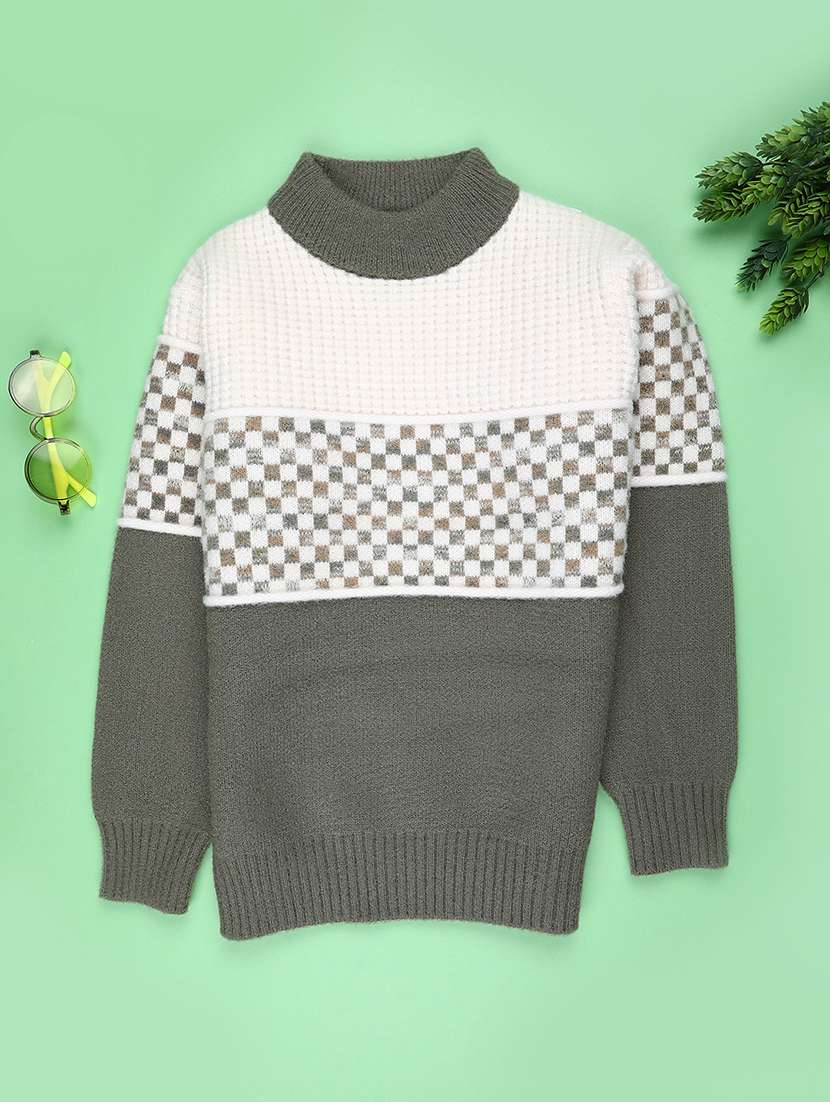 boys color blocked long sleeve sweater