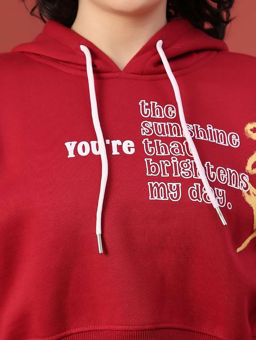 women long sleeve hooded cropped sweatshirt - 22088350 -  Standard Image - 5