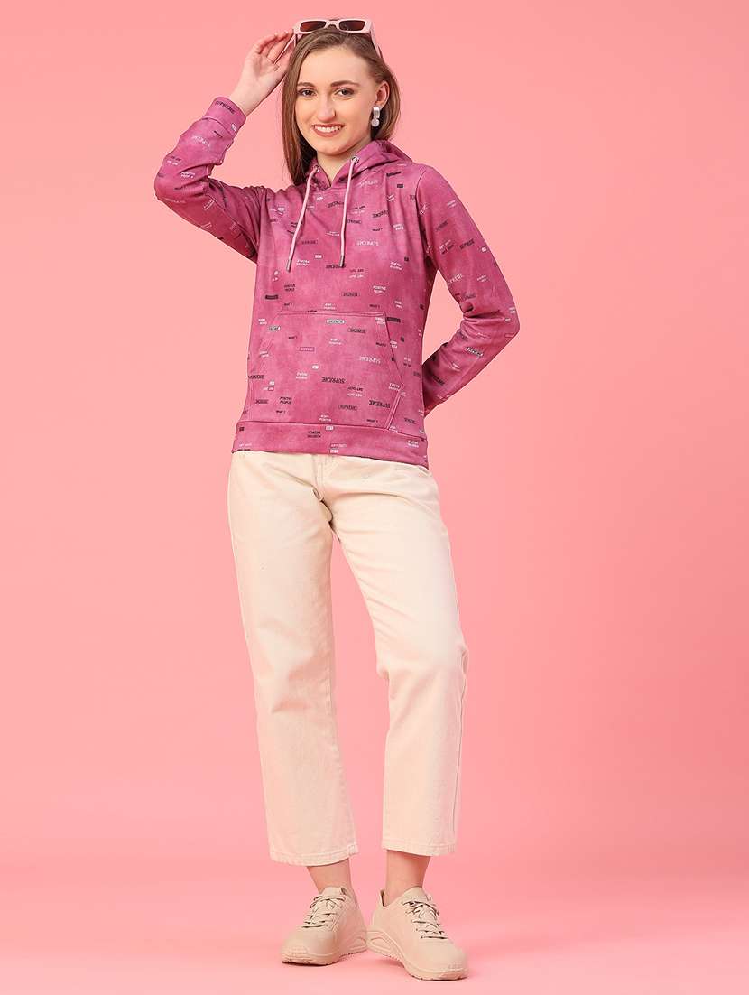 women printed long sleeve hooded sweatshirt - 22088392 -  Standard Image - 5