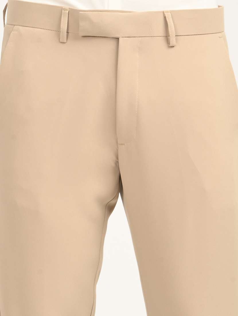 men solid mid rise slim fit formal trouser - 22088446 - Standard Image - 5