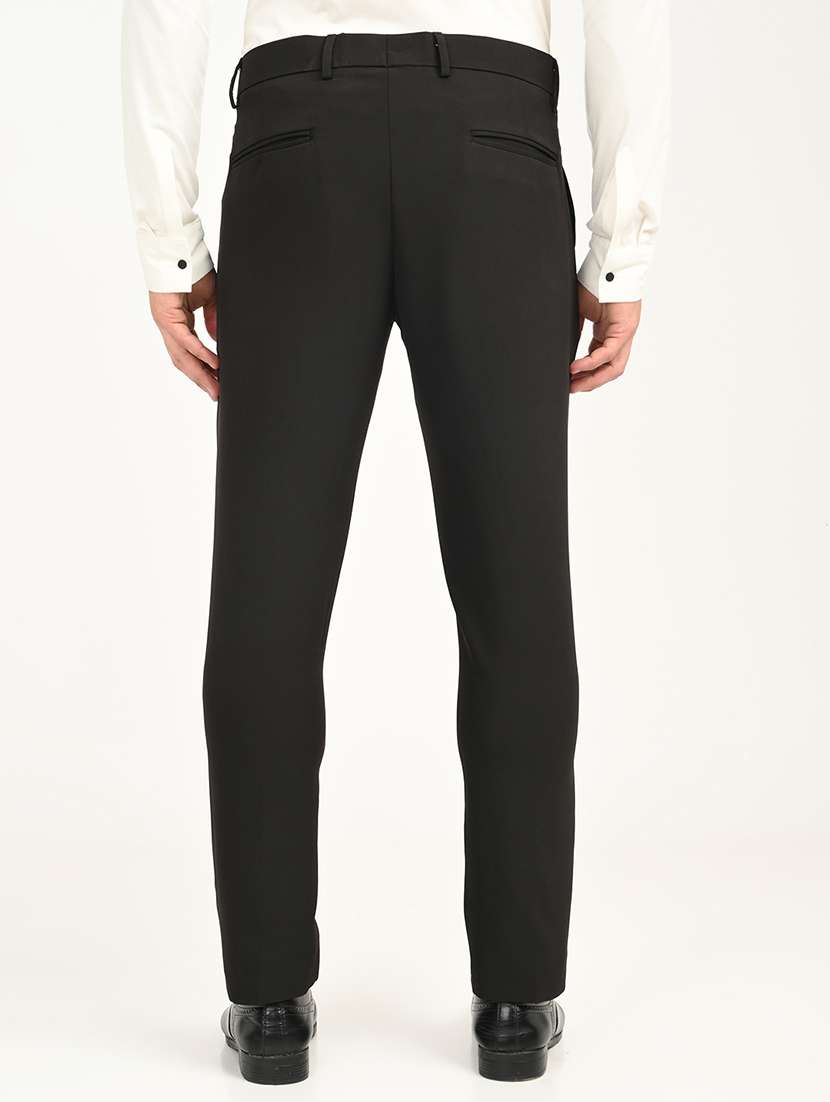 men solid mid rise slim fit formal trouser - 22088447 - Standard Image - 3