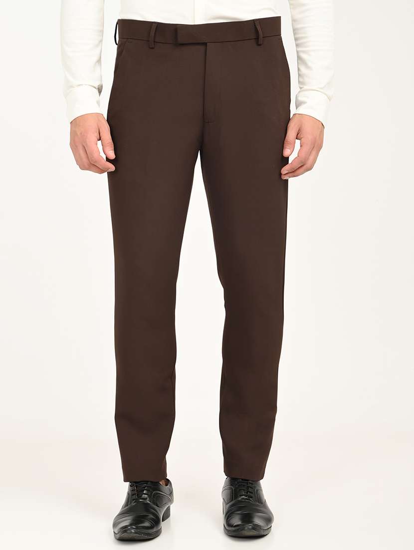 men solid mid rise slim fit formal trouser - 22088449 - Zoom Image - 0