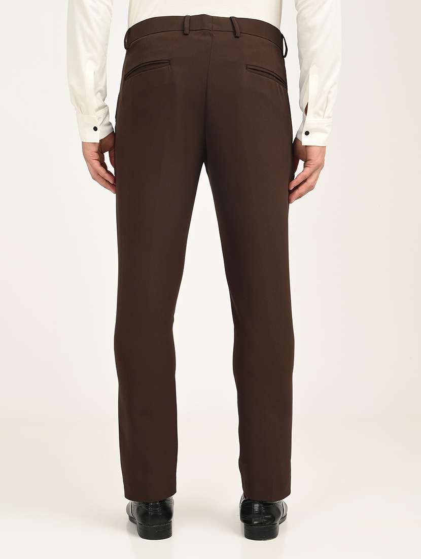 men solid mid rise slim fit formal trouser - 22088449 - Standard Image - 3