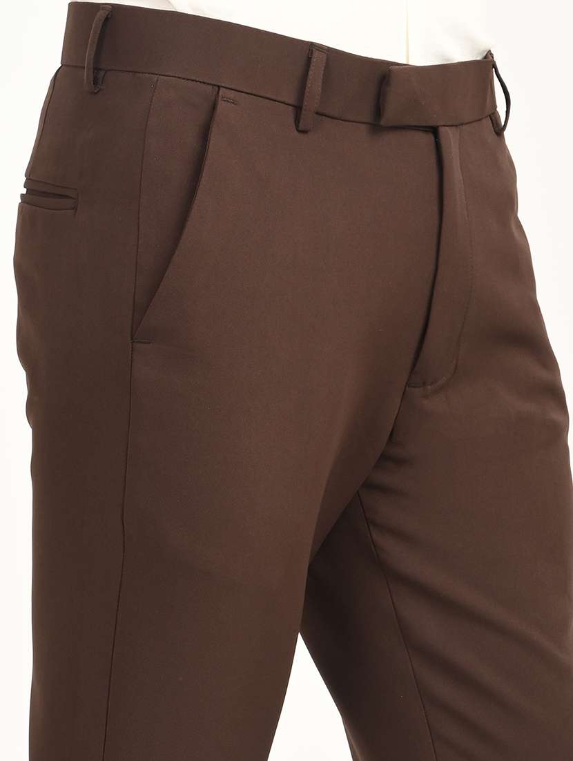 men solid mid rise slim fit formal trouser - 22088449 - Standard Image - 5