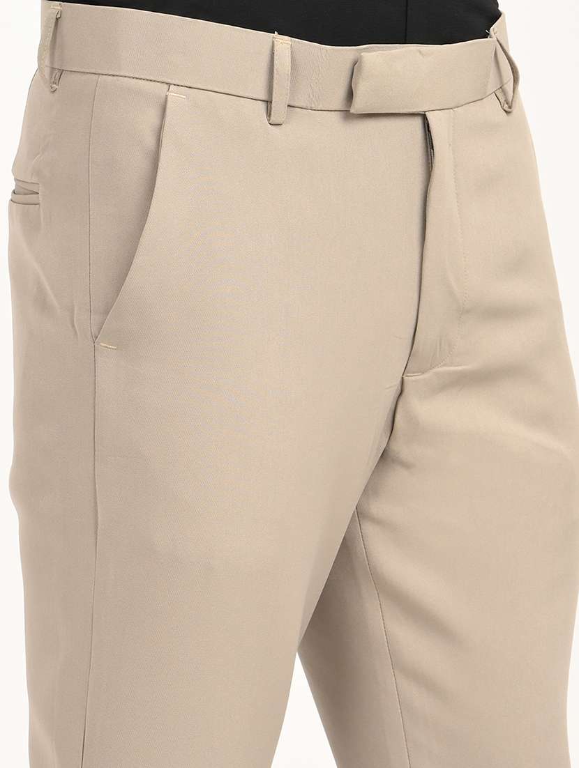 men solid mid rise slim fit formal trouser - 22088450 - Standard Image - 5