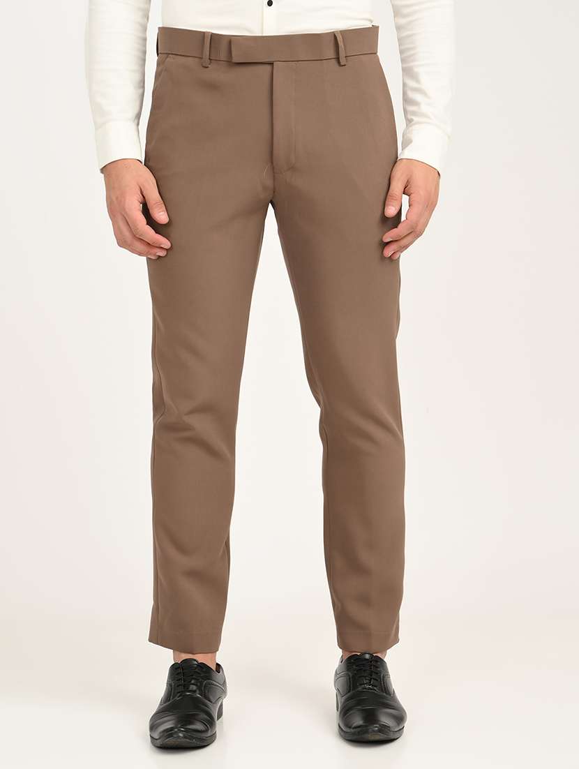 men solid mid rise slim fit formal trouser - 22088452 - Zoom Image - 0