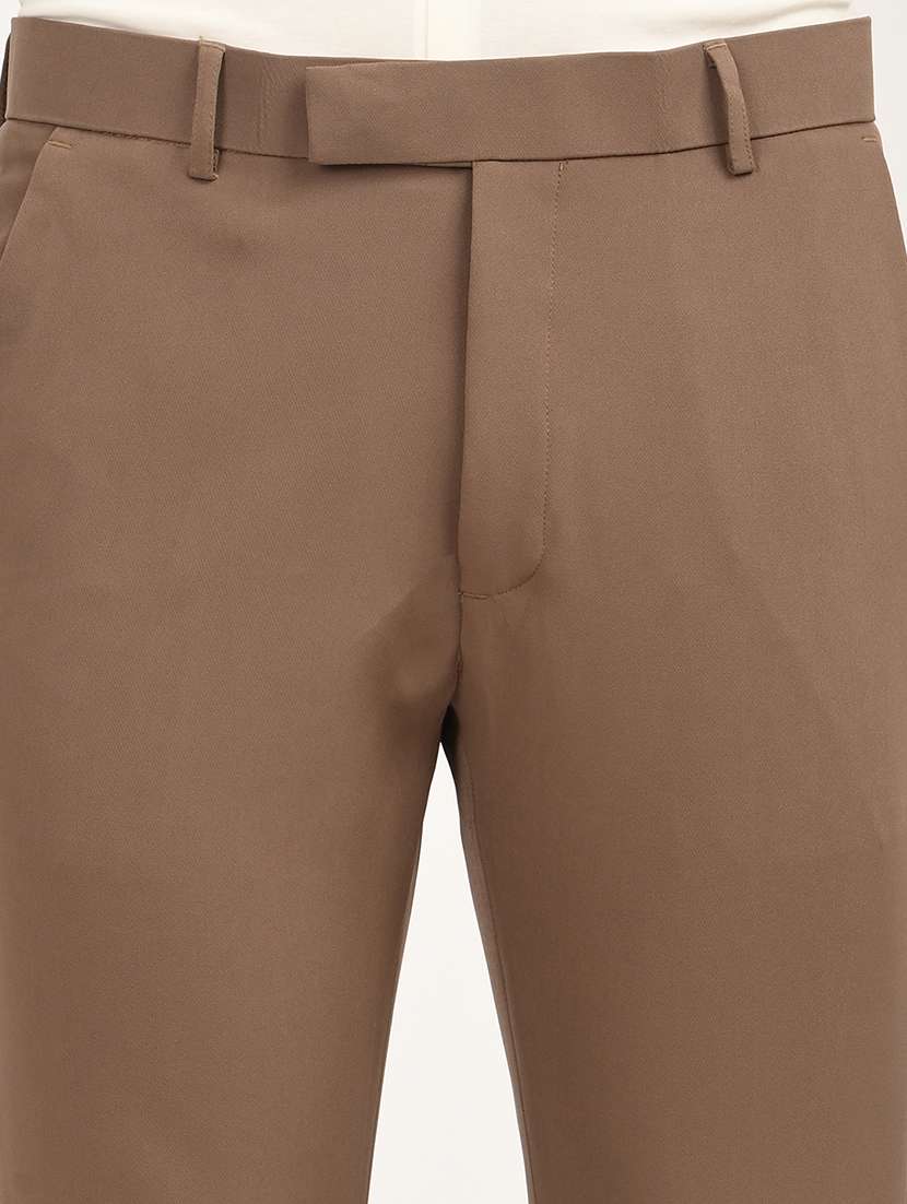 men solid mid rise slim fit formal trouser - 22088452 - Standard Image - 5