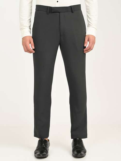 men solid mid rise slim fit formal trouser - 22088453 - Standard Image - 0