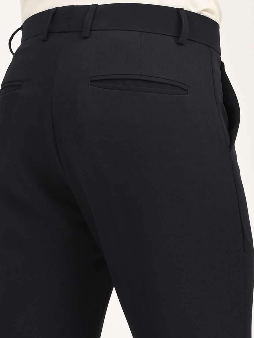 men solid mid rise slim fit formal trouser - 22088454 - Standard Image - 3