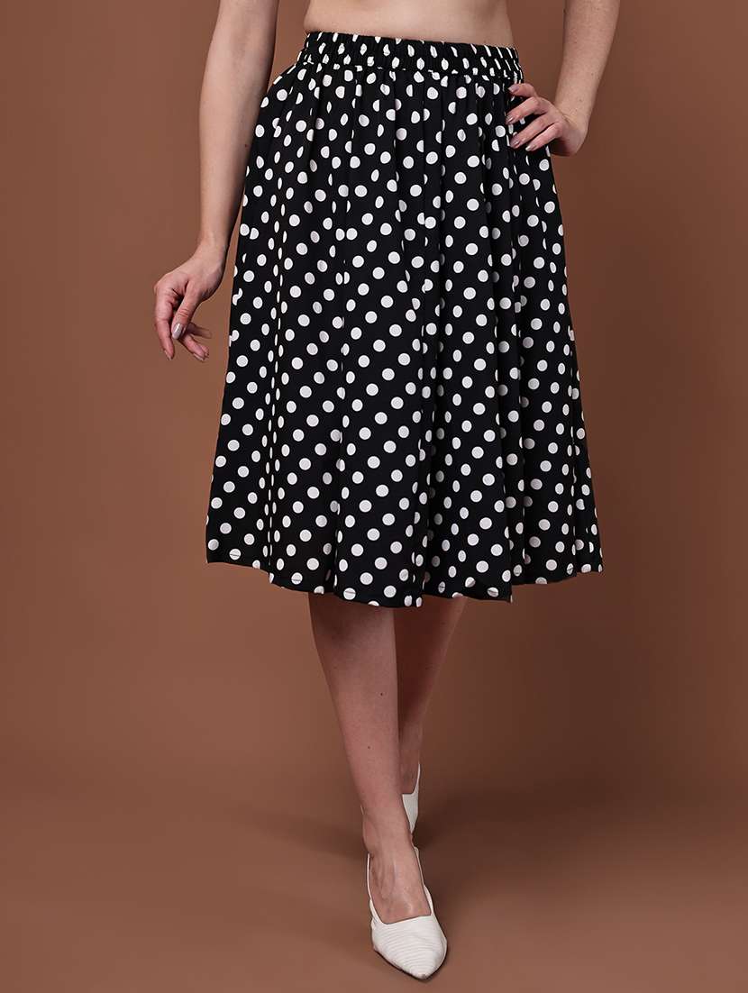 women polka dot printed high rise flared skirt - 22088455 - Zoom Image - 0
