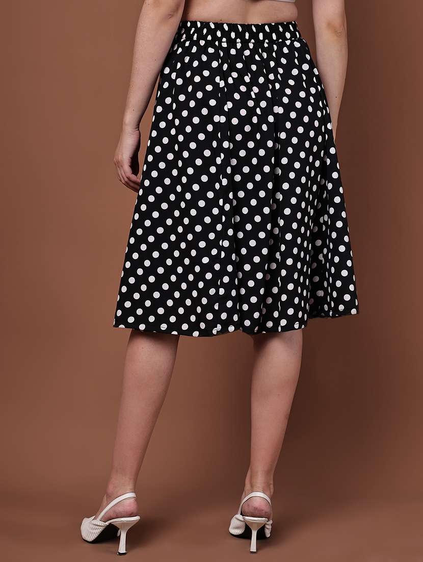 women polka dot printed high rise flared skirt - 22088455 - Standard Image - 3